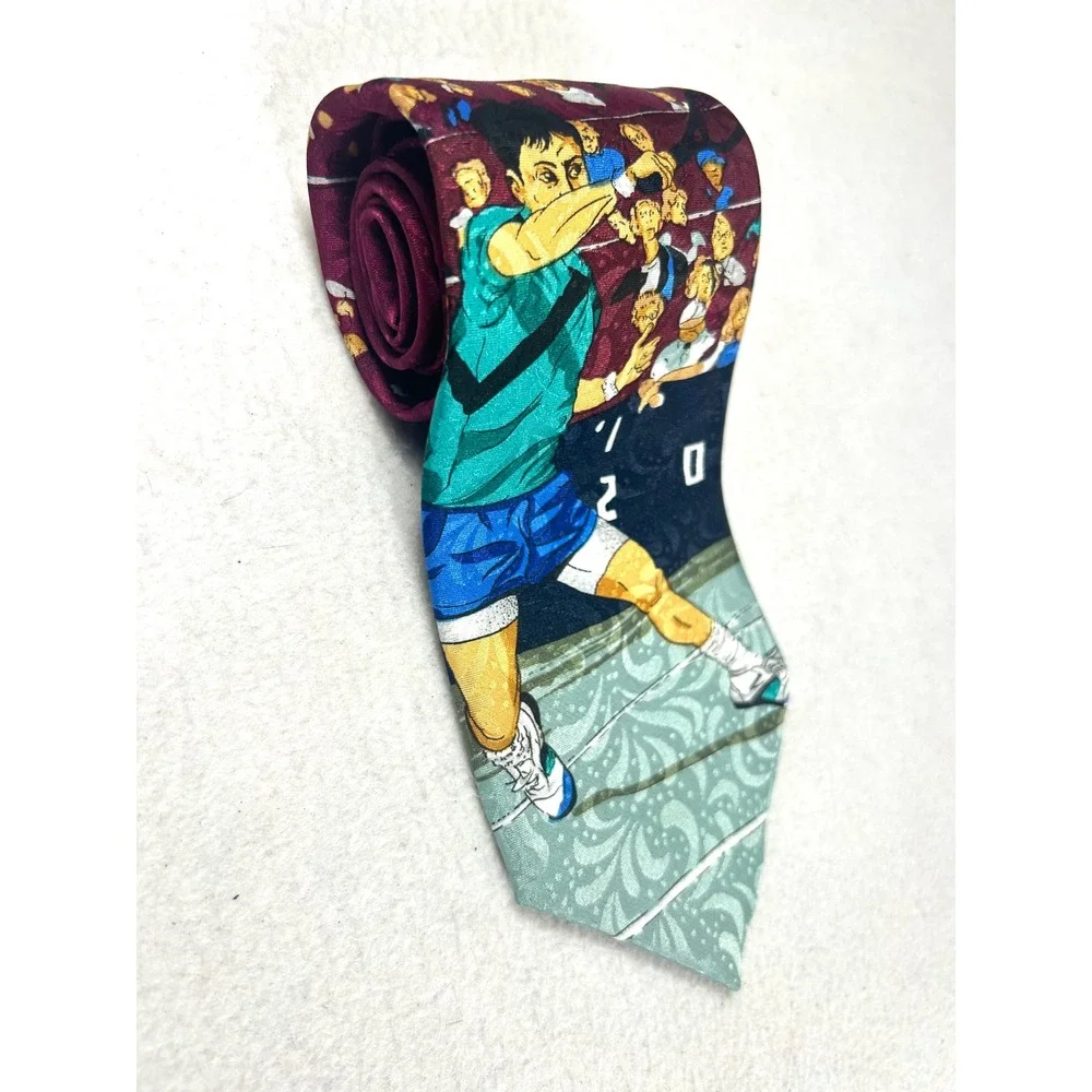 Camden Court Tennis Match Novelty Necktie Mens OS Burgundy Retro Sporty